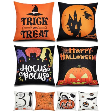 Halloween Double-Sided Pillow Covers 18'' x 18'' - Set of 4