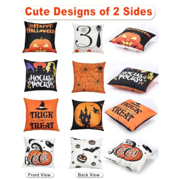 Halloween Pillow Covers Set of 4 - Cute Designs