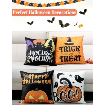 Halloween Pillow Covers Set of 4 - Cute Designs
