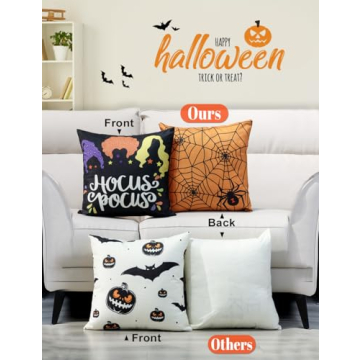 Halloween Pillow Covers Set of 4 - Cute Designs