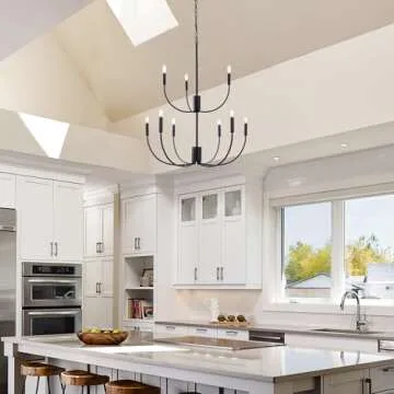 KMaiPem 9-Light Black Farmhouse Chandelier for Home