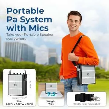 100W Powerful Voice Amplifier with 2 Wireless Microphones, Big Pro Sound Portable Speaker with Microphone, Bluetooth Speaker PA System Karaoke Machine Support BT/USB/TF Card/Aux/Guitar S99