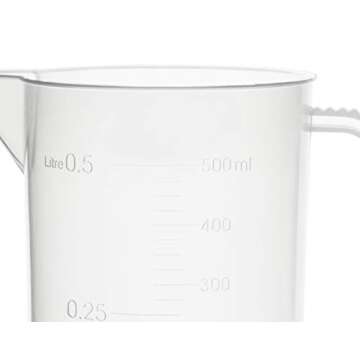 EISCO Plastic Pitcher, 500mL - Euro Design - Chemical Resistant & Autoclavable Polypropylene Measuri...