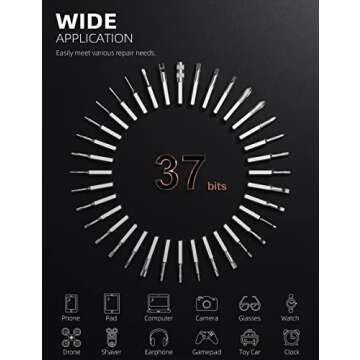 iFu Mini Electric Screwdriver, 42 in 1 Precision Screwdriver Set – Small Cordless Power Screwdriver with LED Light & 37 Magnetic Bits, Repair Tool for Phone Laptop Camera Watch Computer
