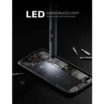 iFu Mini Electric Screwdriver, 42 in 1 Precision Screwdriver Set – Small Cordless Power Screwdriver with LED Light & 37 Magnetic Bits, Repair Tool for Phone Laptop Camera Watch Computer