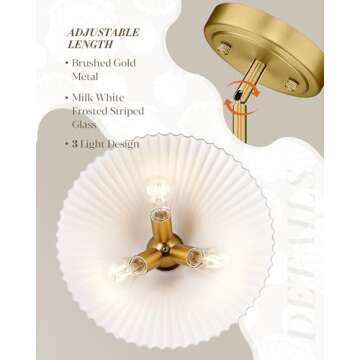 Modern Pendant Light White and Gold, HWH Large Kitchen Island Light Fixtures 16 Inch, 3-Light Hangin...