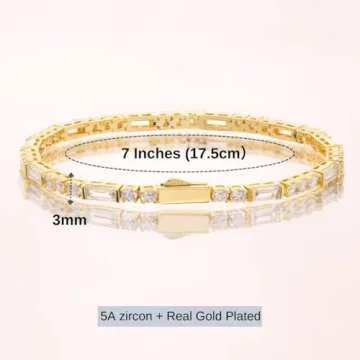 Lulu Mel 14K Gold Plated 3mm Tennis Bracelets For Women, Iced Out Cubic Zirconia Tennis Bracelet Layering Bracelets Trendy Stuff For Ladys (Gold, 7 inch)