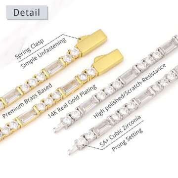 Lulu Mel 14K Gold Plated 3mm Tennis Bracelets For Women, Iced Out Cubic Zirconia Tennis Bracelet Layering Bracelets Trendy Stuff For Ladys (Gold, 7 inch)