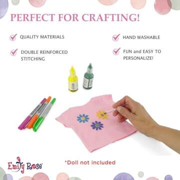 Emily Rose 14 Inch Doll Clothes Rainbow Pastels 5-Pack Doll Value Basics T-Shirts Tees | Gift Boxed! | Compatible with 14.5" Wellie Wishers and Glitter Girls Fashion Fashion Dolls