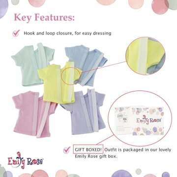 Emily Rose 14 Inch Doll Clothes Rainbow Pastels 5-Pack Doll Value Basics T-Shirts Tees | Gift Boxed! | Compatible with 14.5" Wellie Wishers and Glitter Girls Fashion Fashion Dolls