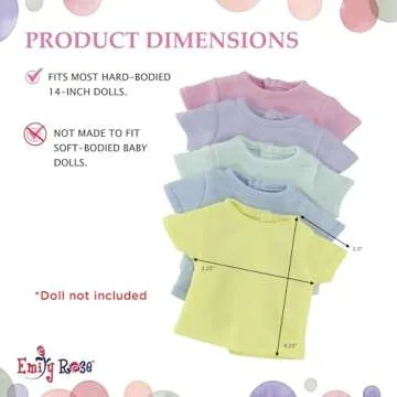 Emily Rose 14 Inch Doll Clothes Rainbow Pastels 5-Pack Doll Value Basics T-Shirts Tees | Gift Boxed! | Compatible with 14.5" Wellie Wishers and Glitter Girls Fashion Fashion Dolls