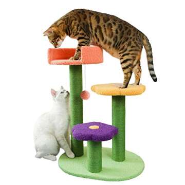 Affenlaskan Cat Tree Cat Tower with Scratching Post Cat Climbing Activity, Natural Sisal Flower Small Cat Trees for Indoor Cats, Kittens