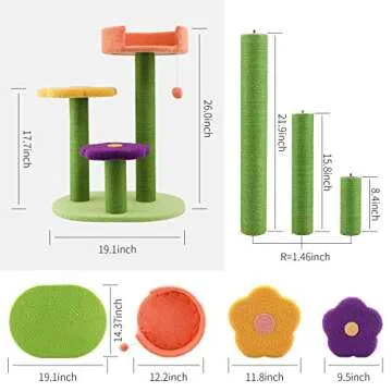 Affenlaskan Cat Tree Cat Tower with Scratching Post Cat Climbing Activity, Natural Sisal Flower Small Cat Trees for Indoor Cats, Kittens