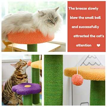 Affenlaskan Cat Tree Cat Tower with Scratching Post Cat Climbing Activity, Natural Sisal Flower Small Cat Trees for Indoor Cats, Kittens
