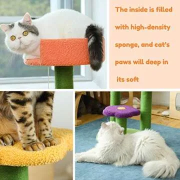 Affenlaskan Cat Tree Cat Tower with Scratching Post Cat Climbing Activity, Natural Sisal Flower Small Cat Trees for Indoor Cats, Kittens