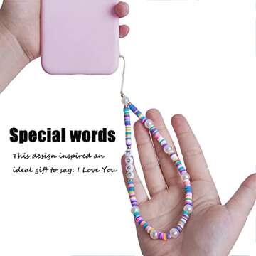 Vatogon Beaded Phone Strap Y2K Beaded Phone Charms Smiley Face Fruit Star Letter Pearl Handmade Rainbow Acrylic Polymer Clay Beads Keychain for Women Girls (6Pcs-G)