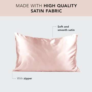 Kitsch Satin Pillowcase with Zipper for Hair & Skin, Softer Than Silk Pillow Cases Queen, Wrinkle-Fr...
