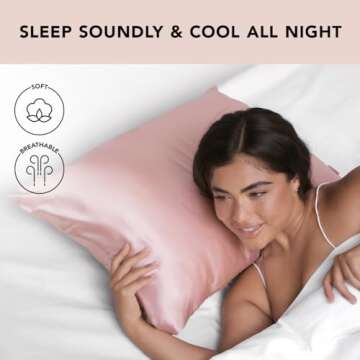 Kitsch Satin Pillowcase with Zipper for Hair & Skin, Softer Than Silk Pillow Cases Queen, Wrinkle-Free, Smooth and Cooling Satin Pillow Covers, King Size 19"x36" - Blush, 2pcs