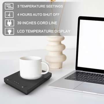 SEALON SLM03 Coffee Mug Warmer for Desk, Electrie Coffee Cup Warmer with 3-Temp Settings, CupWarmer ...