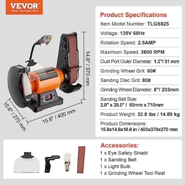 VEVOR 8 Inch Bench Grinder and Belt Sander Combo for Metalworking