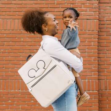 Freshly Picked Classic Diaper Bag Backpack, Wipeable Vegan Leather With Changing Pad, Convertible (Mickey Mania)