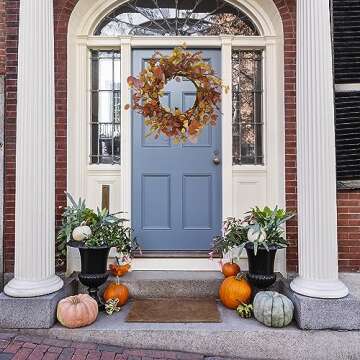 WreathDream 20 inch Artificial Fall Wreath Autumn Eucalyptus Wreath with Multicolor Eucalyptus Leave...