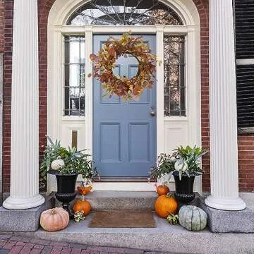 WreathDream 20 inch Artificial Fall Wreath Autumn Eucalyptus Wreath with Multicolor Eucalyptus Leave...