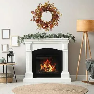 WreathDream 20 inch Artificial Fall Wreath Autumn Eucalyptus Wreath with Multicolor Eucalyptus Leaves,Berry,Dry Vine Branches for Front Door Indoor Outdoor Home Farmhouse Thanksgiving Decor