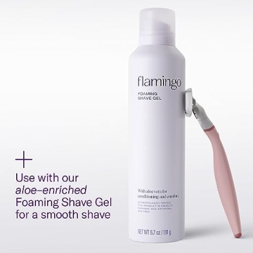 Flamingo Women's Razor with 4 Blade Refills and Shower Holder