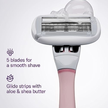 Flamingo Women's Razor with 4 Blade Refills and Shower Holder