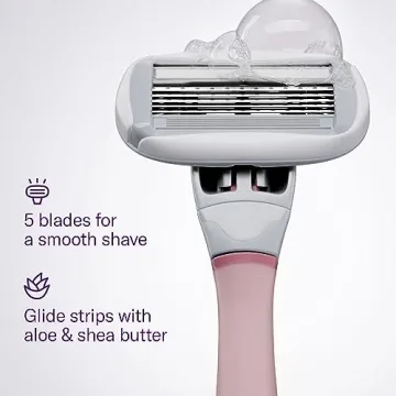 Flamingo Women's Razor with 4 Blade Refills and Shower Holder