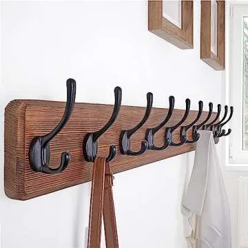 SKOLOO Rustic Wall Mounted Coat Rack with 10 Hooks