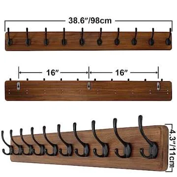 SKOLOO Rustic Wall Mounted Coat Rack with 10 Hooks
