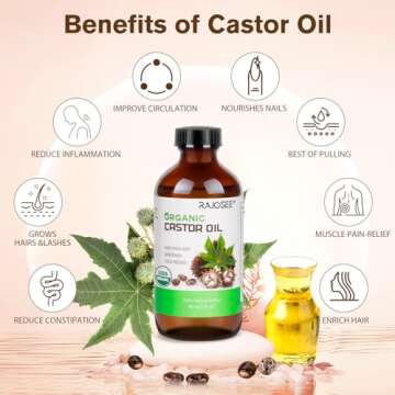 32Pcs Castor Oil Pack with Castor Oil Organic Cold Pressed Glass Bottle 8oz, Cotton Castor Oil Wrap ...