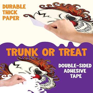 JOYIN Trunk Or Treat Car Decorations Kit for SUV Halloween Decorations Outdoor Circus Carnival Clown Decor Balloons, LED Lights Car Stickers Treat or Trick Haunted House Door Archway Entryway Boards