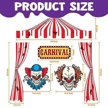 JOYIN Trunk Or Treat Car Decorations Kit for SUV Halloween Decorations Outdoor Circus Carnival Clown Decor Balloons, LED Lights Car Stickers Treat or Trick Haunted House Door Archway Entryway Boards