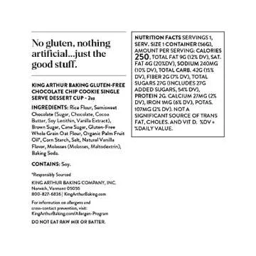 King Arthur, Gluten-Free Single Serve Chocolate Chip Cookie Mix, Gluten-Free, Non-GMO Verified, 2 Ounce (Pack of 12)