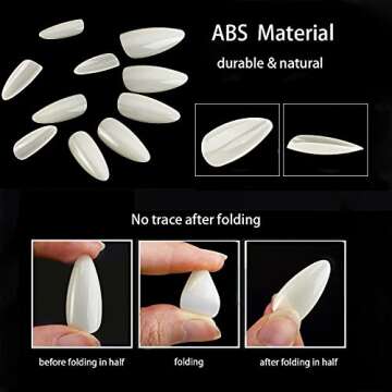 500Pcs Medium Almond Fake Nail Tips Full Cover Clear Acrylic Nails Press on Nails for DIY Nail Art, 10 Sizes (Natural)