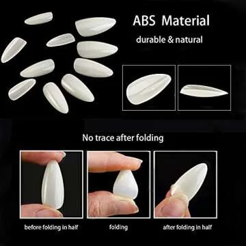 500Pcs Medium Almond Fake Nail Tips Full Cover Clear Acrylic Nails Press on Nails for DIY Nail Art, 10 Sizes (Natural)
