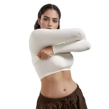 OMKAGI Women Long Sleeve Tops Boat Neck Off Shoulder Going Out Y2K Tops T-Shirts(M,White-200)