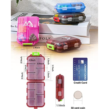 4PS Travel Pill Organizer with 164 Slice Labels，10 Compartments Travel Pill Box Portable Folding Small Pill Case Daily Pill Container Used for Carry Storage Medicine Organizer by M MUchengbao