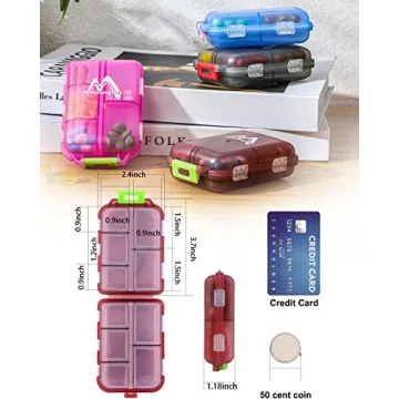 4PS Travel Pill Organizer with 164 Slice Labels，10 Compartments Travel Pill Box Portable Folding Small Pill Case Daily Pill Container Used for Carry Storage Medicine Organizer by M MUchengbao
