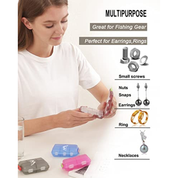 4PS Travel Pill Organizer with 164 Slice Labels，10 Compartments Travel Pill Box Portable Folding Small Pill Case Daily Pill Container Used for Carry Storage Medicine Organizer by M MUchengbao