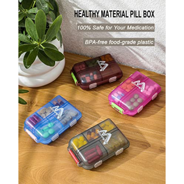 4PS Travel Pill Organizer with 164 Slice Labels，10 Compartments Travel Pill Box Portable Folding Small Pill Case Daily Pill Container Used for Carry Storage Medicine Organizer by M MUchengbao