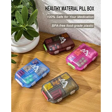 4PS Travel Pill Organizer with 164 Slice Labels，10 Compartments Travel Pill Box Portable Folding Small Pill Case Daily Pill Container Used for Carry Storage Medicine Organizer by M MUchengbao