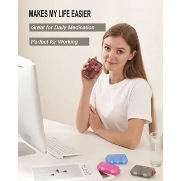 4PS Travel Pill Organizer with 164 Slice Labels，10 Compartments Travel Pill Box Portable Folding Small Pill Case Daily Pill Container Used for Carry Storage Medicine Organizer by M MUchengbao