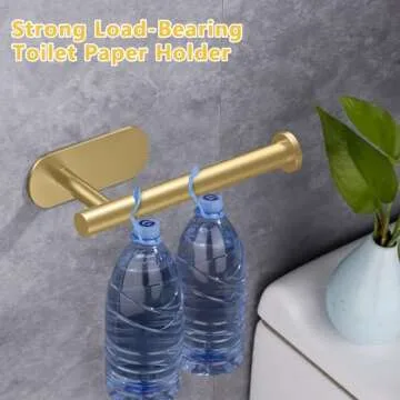 WYSE Self Adhesive Toilet Paper Holder,Brass Gold, Stick on Tissue Paper Holder for Bathroom,Wall Mount Toilet Paper Roll Holders,SUS304 Stainless Steel Toilet Roll Holder
