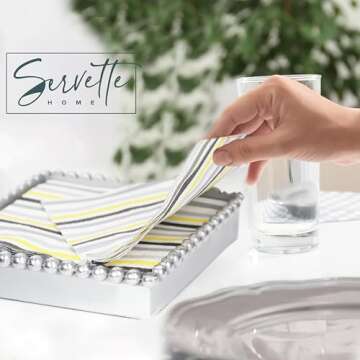 Servette Home Napkin Holder Beaded Edge Metal Flat Napkin Box - Lunch
