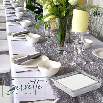 Servette Home Napkin Holder Beaded Edge Metal Flat Napkin Box - Lunch