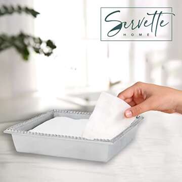 Servette Home Napkin Holder Beaded Edge Metal Flat Napkin Box - Lunch